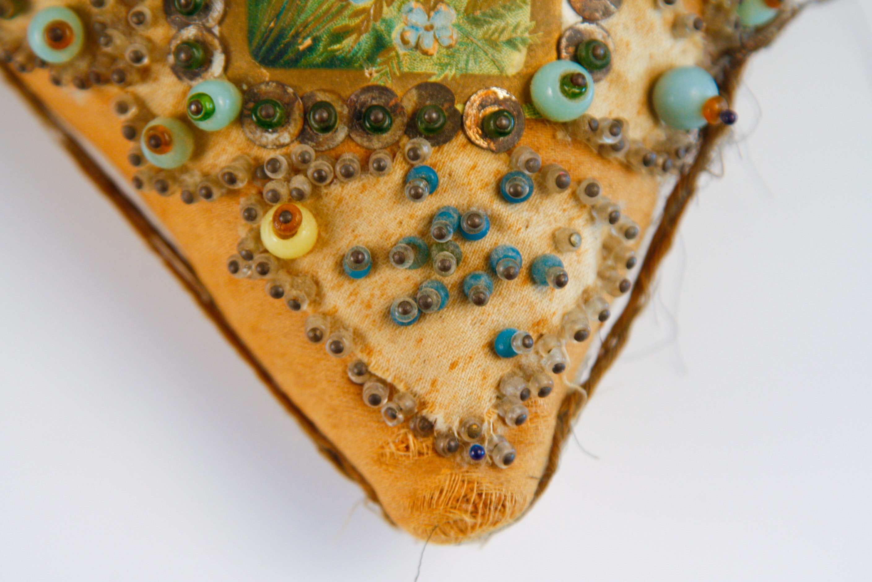 Circa WWI Heart-Shaped Soldiers Sentiment Pin Cushion