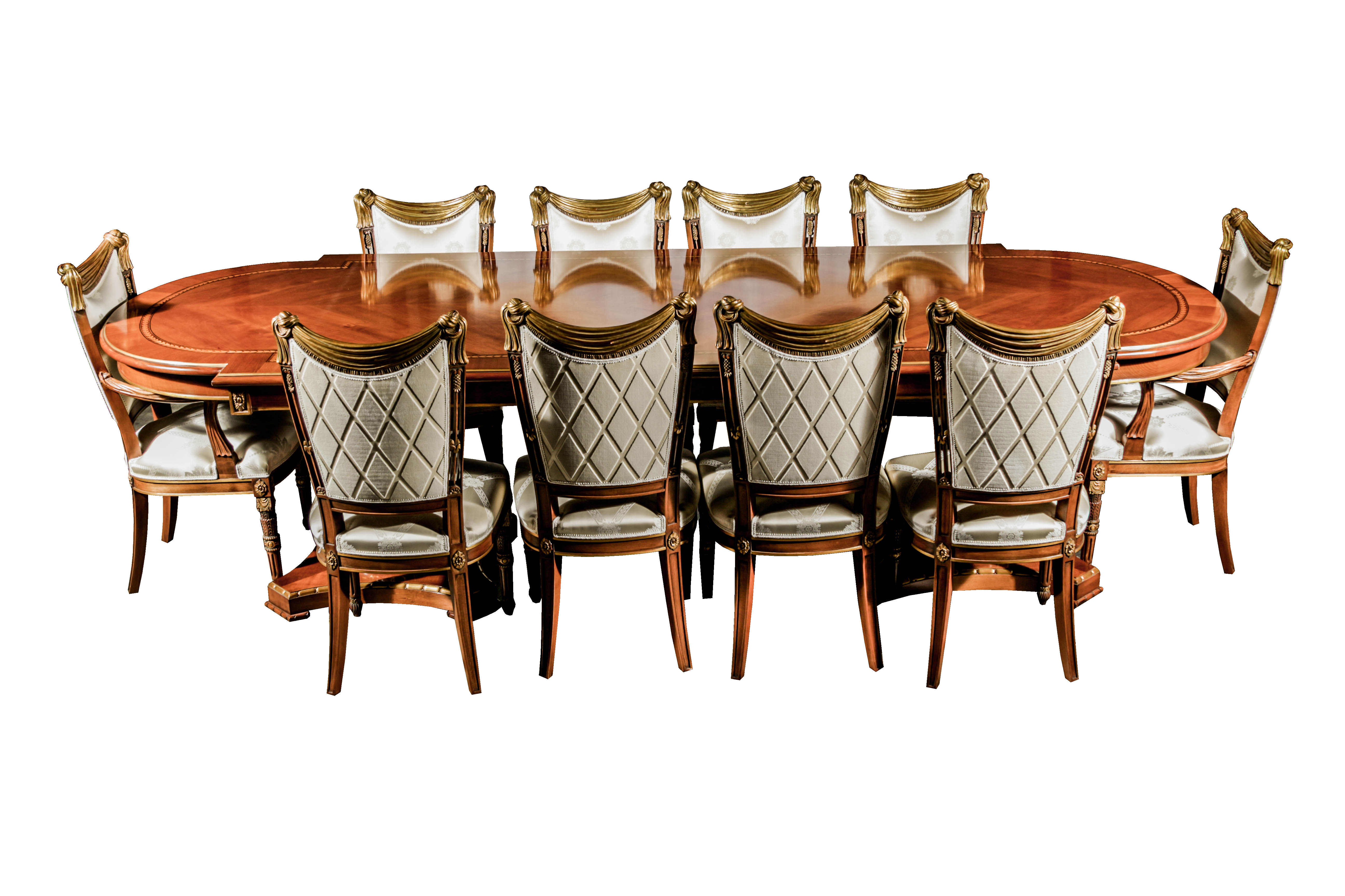 Excellent Neo-Classical Mahogany Dining Table and Ten Chairs