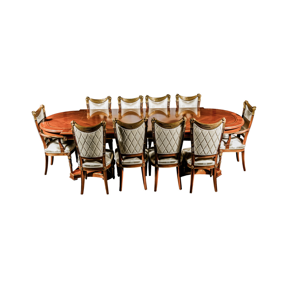 Excellent Neo-Classical Mahogany Dining Table and Ten Chairs
