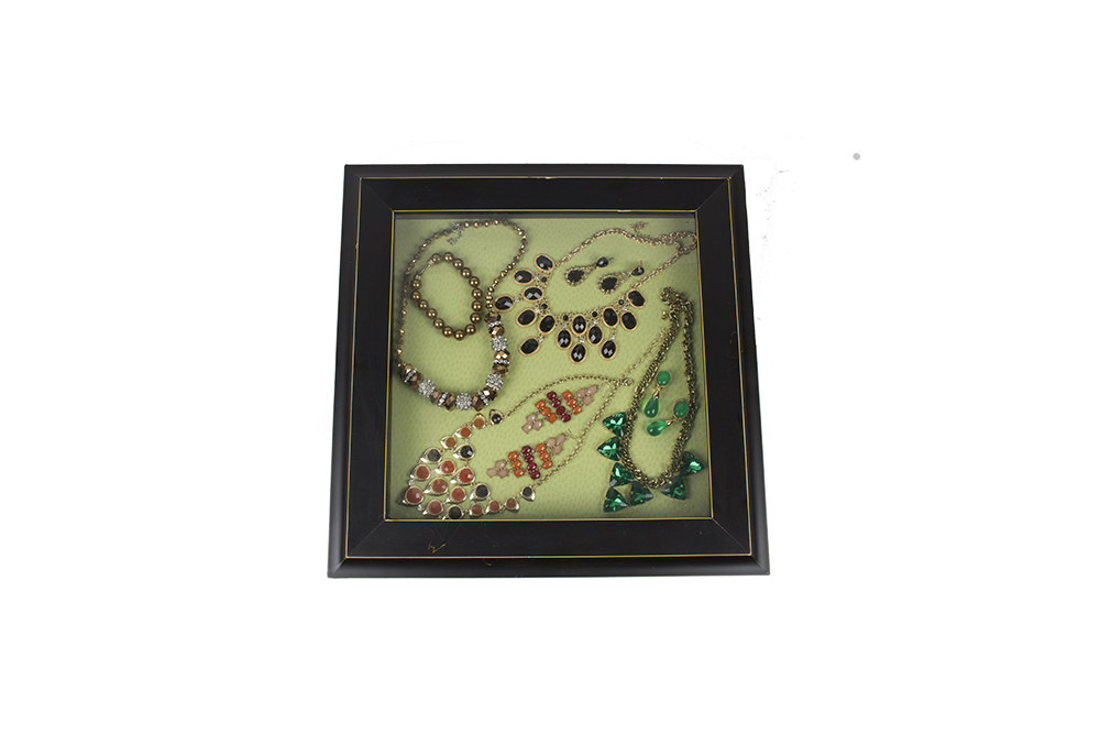 Showcase with "Faux" Gemstone Costume Jewelry