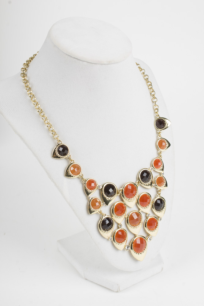 Showcase with "Faux" Gemstone Costume Jewelry
