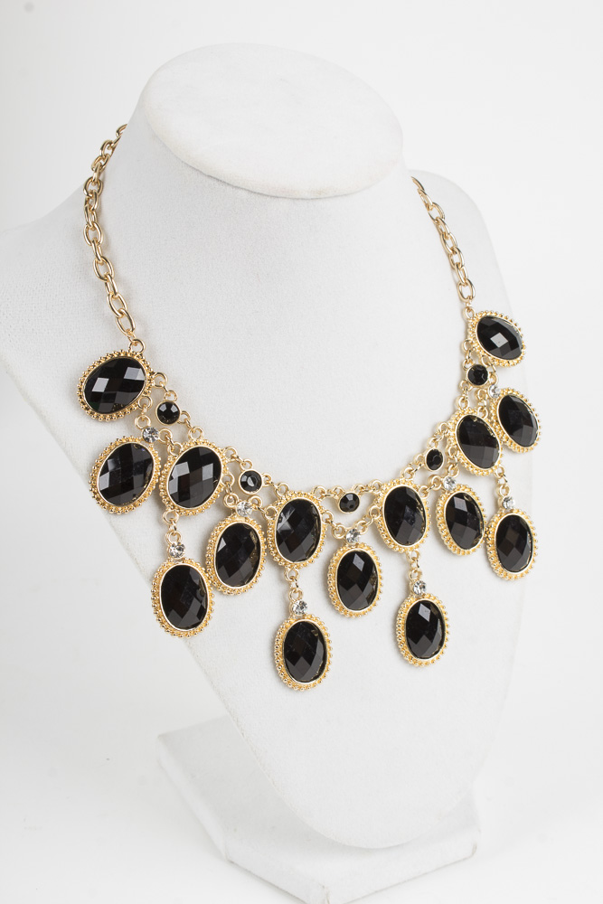 Showcase with "Faux" Gemstone Costume Jewelry
