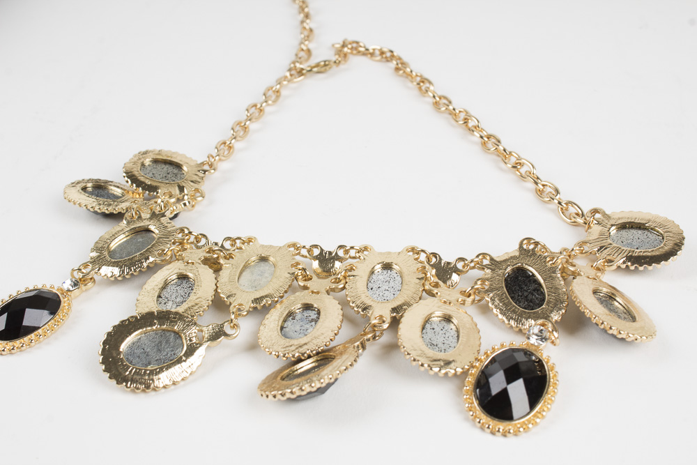 Showcase with "Faux" Gemstone Costume Jewelry