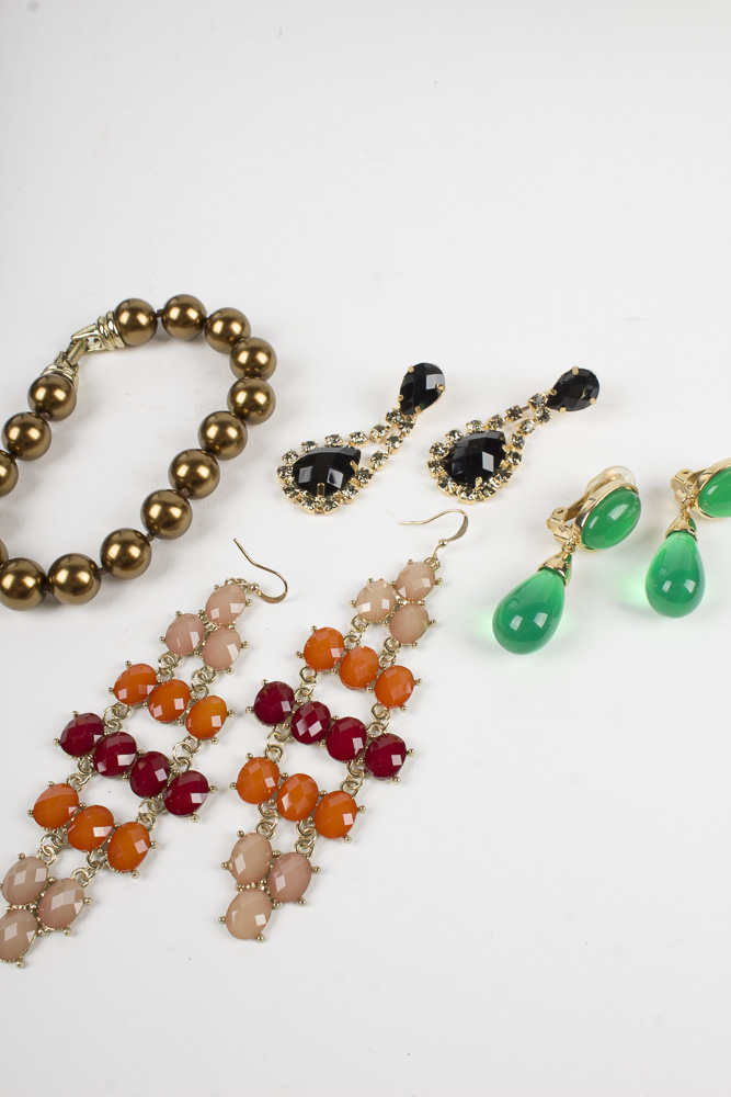 Showcase with "Faux" Gemstone Costume Jewelry