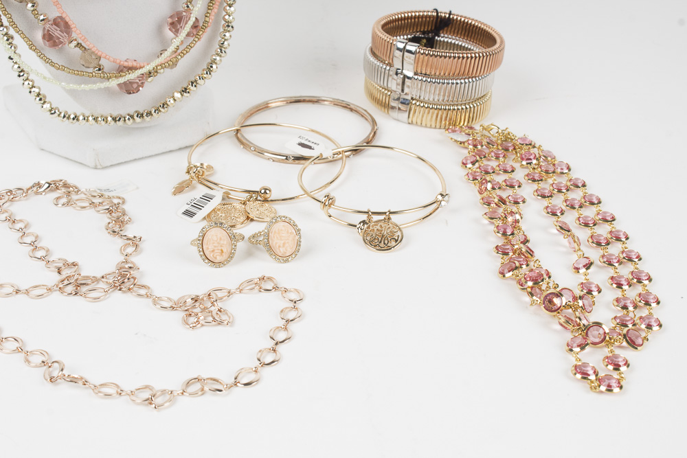 Multi-Colored Metal and Pink Costume Jewelry