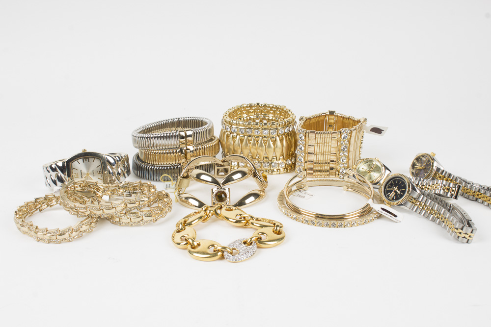 Gold-toned Watches and Bracelets