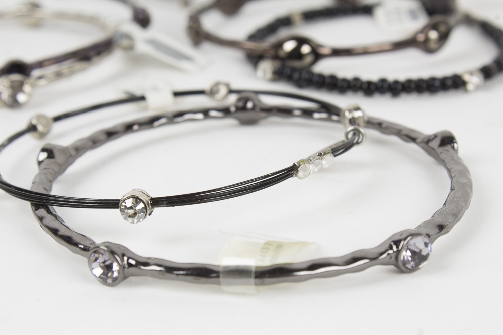 Group of Silver Tone and Black Costume Jewelry