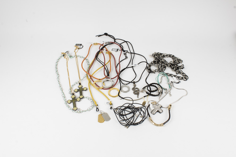 Costume Jewelry Including Braided Leather Necklaces