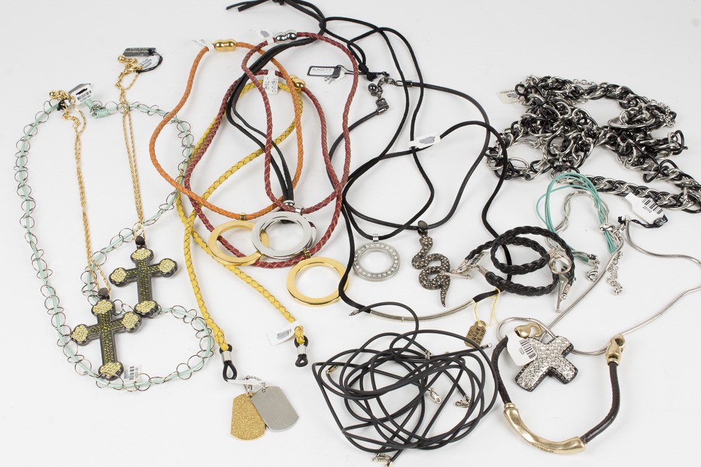 Costume Jewelry Including Braided Leather Necklaces