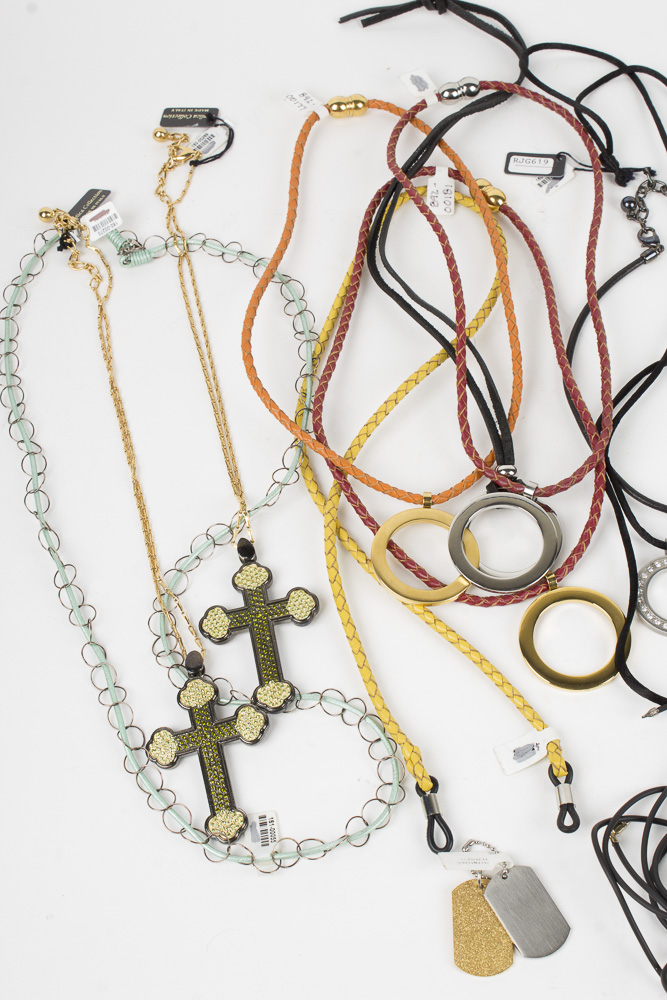 Costume Jewelry Including Braided Leather Necklaces