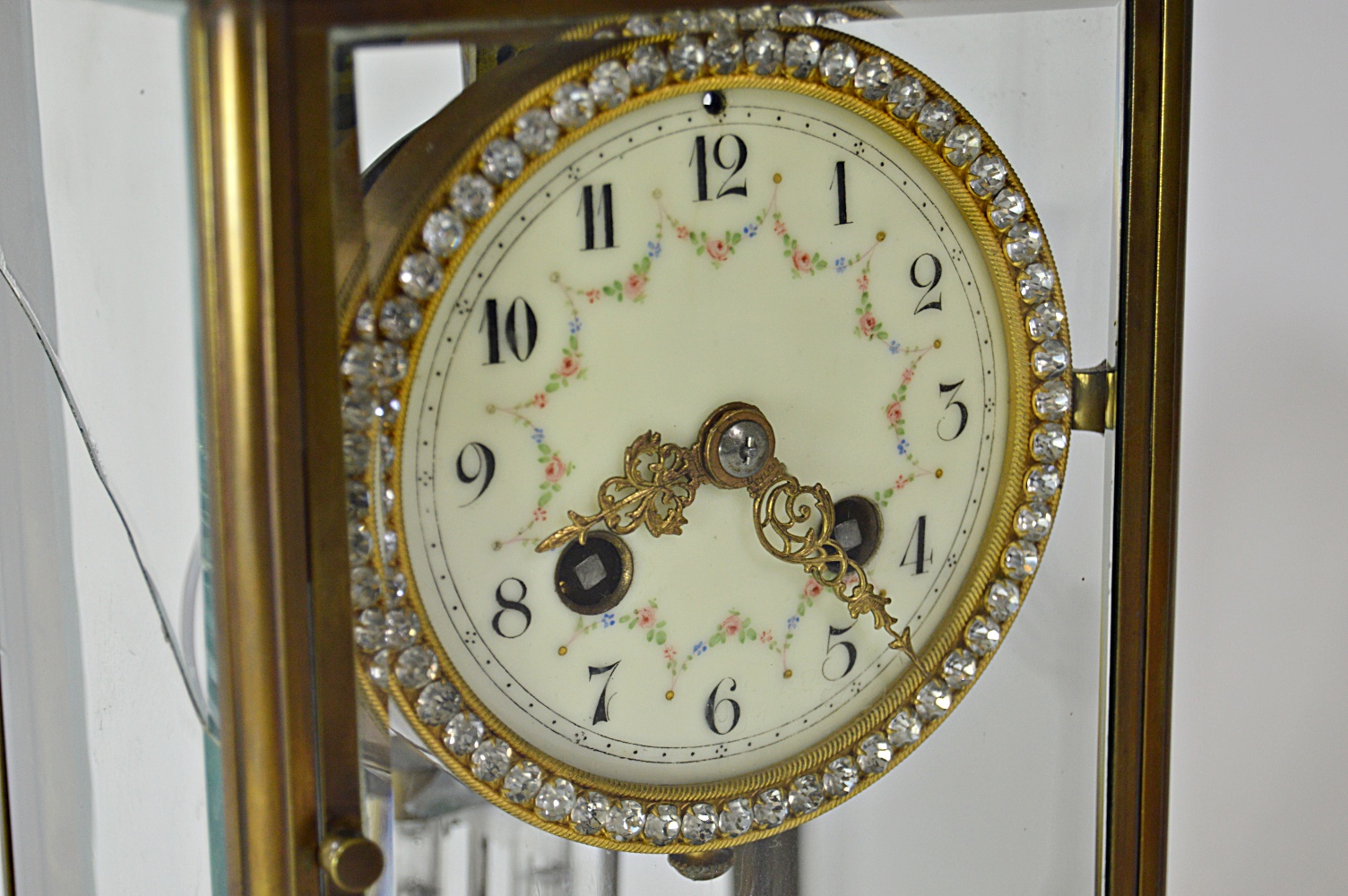 Antique French Brass and Beveled Glass Carriage Clock