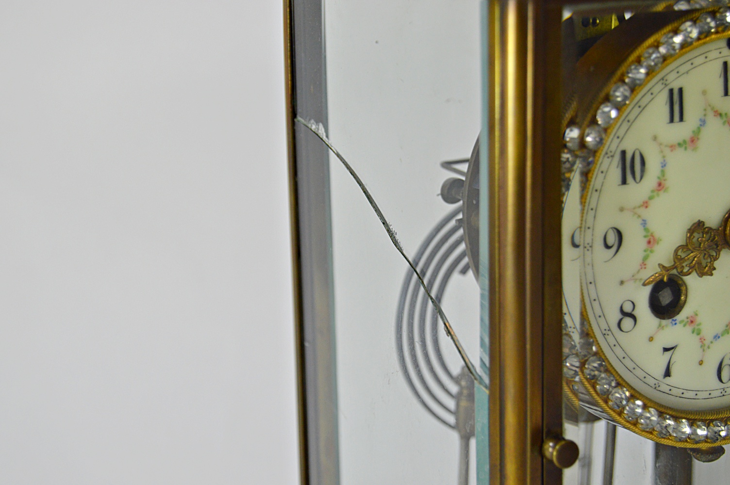 Antique French Brass and Beveled Glass Carriage Clock