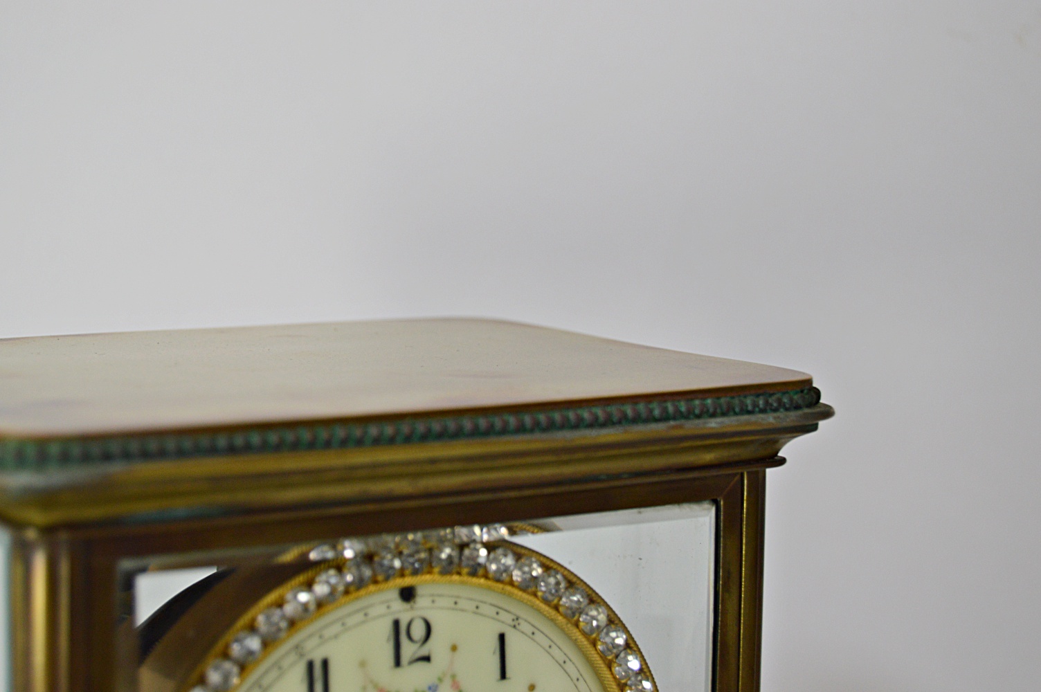 Antique French Brass and Beveled Glass Carriage Clock