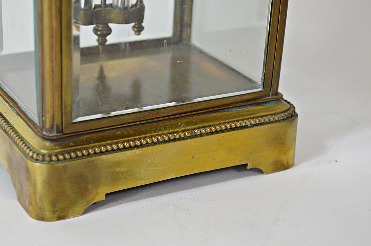 Antique French Brass and Beveled Glass Carriage Clock