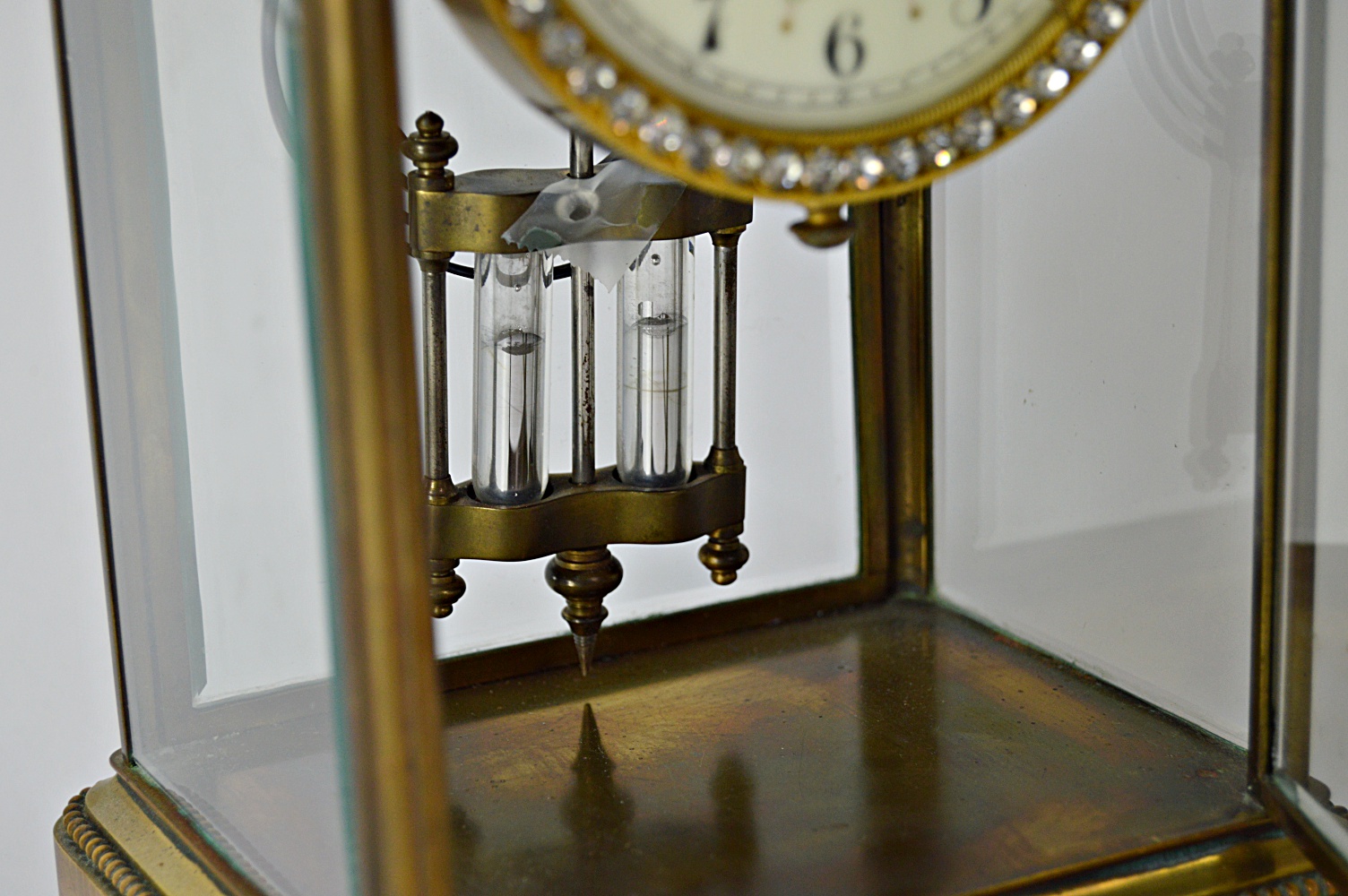 Antique French Brass and Beveled Glass Carriage Clock