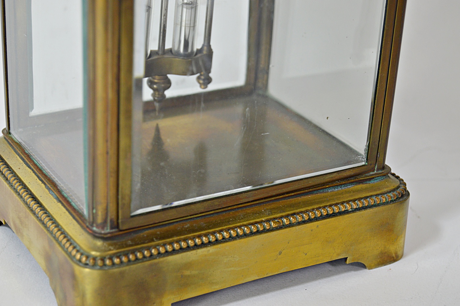 Antique French Brass and Beveled Glass Carriage Clock