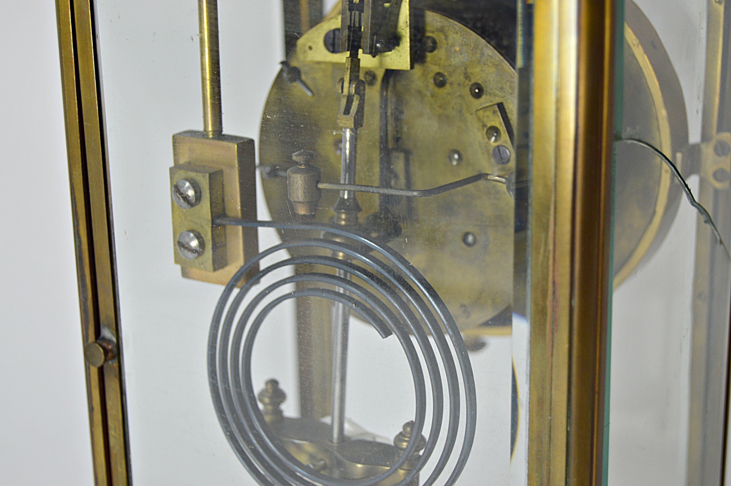 Antique French Brass and Beveled Glass Carriage Clock