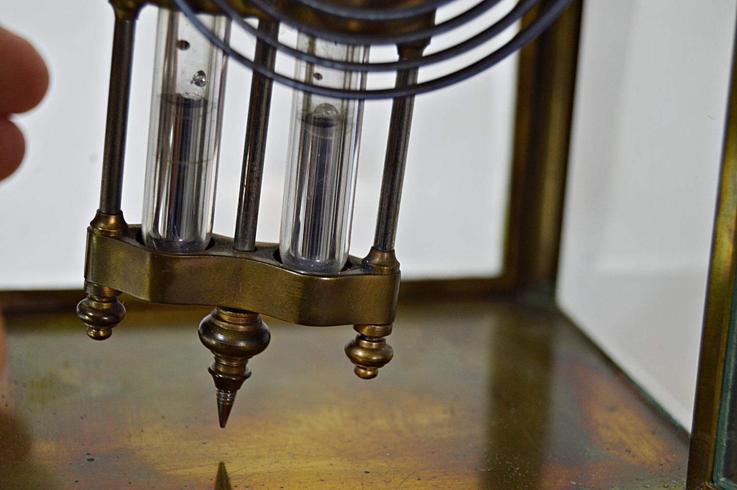 Antique French Brass and Beveled Glass Carriage Clock