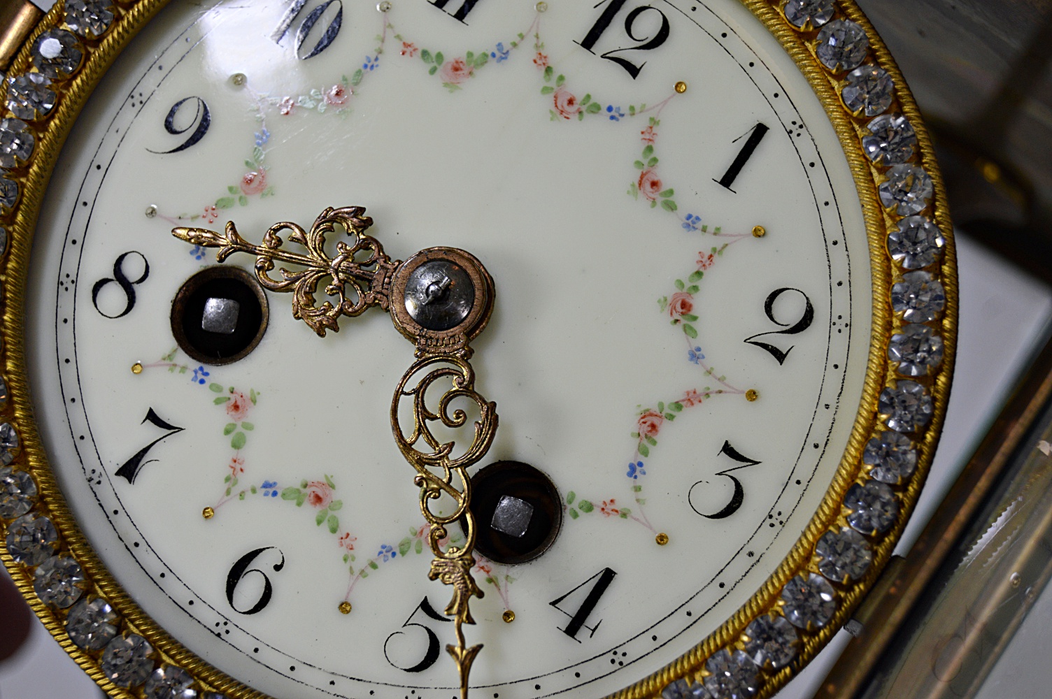 Antique French Brass and Beveled Glass Carriage Clock