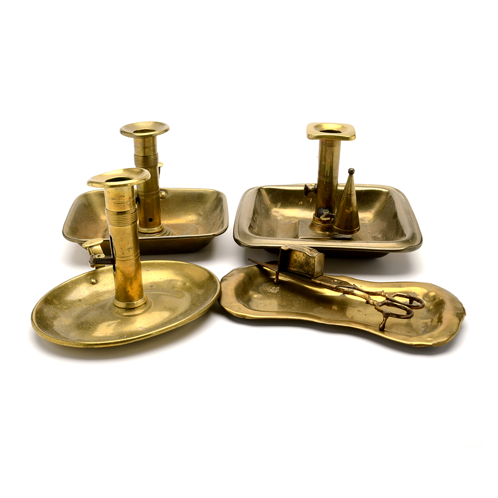 Collection of Brass Chamber-Sticks and Accessories