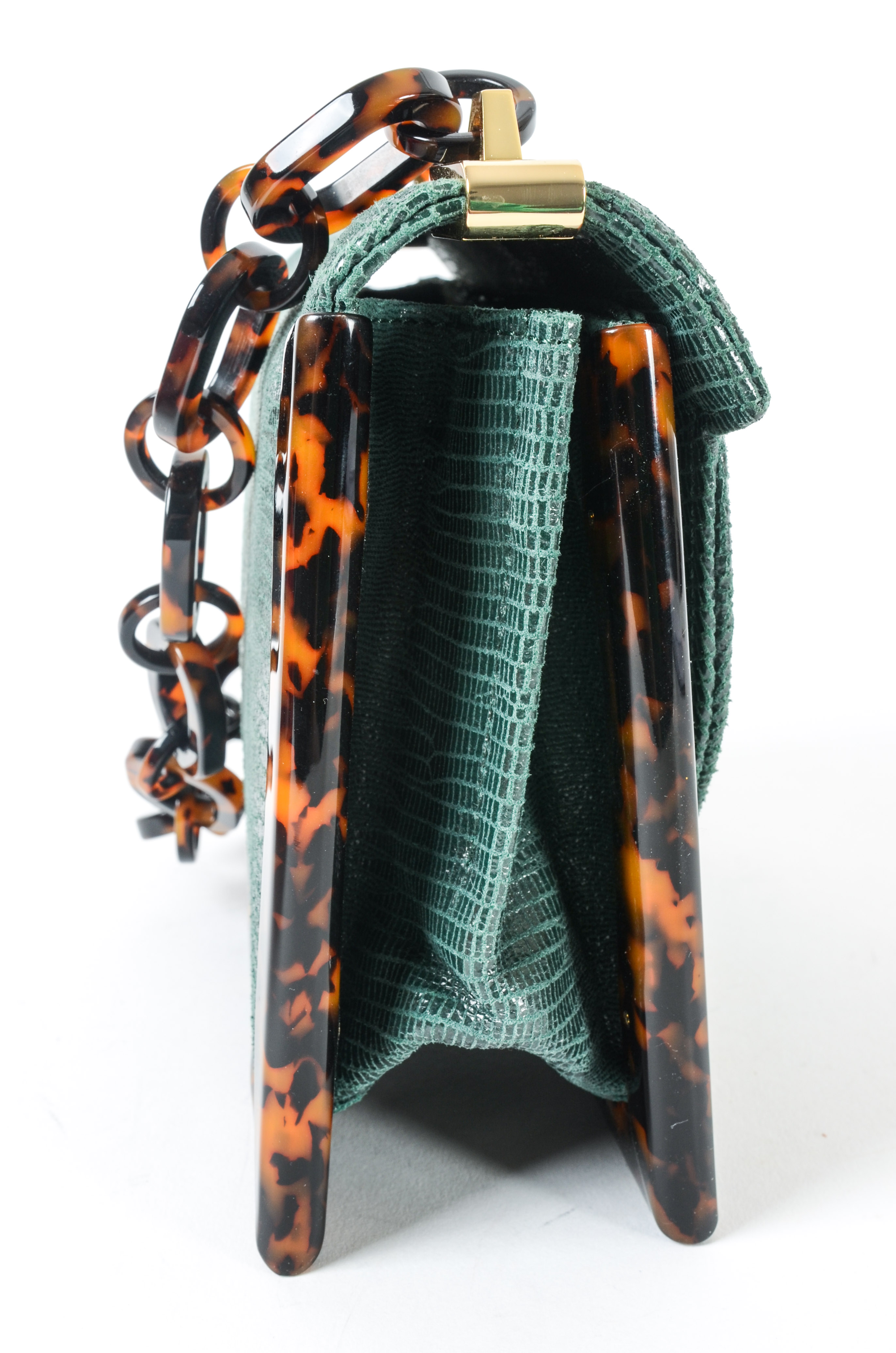 Tory Burch Lizard-Embossed Small Resin Frame Bag