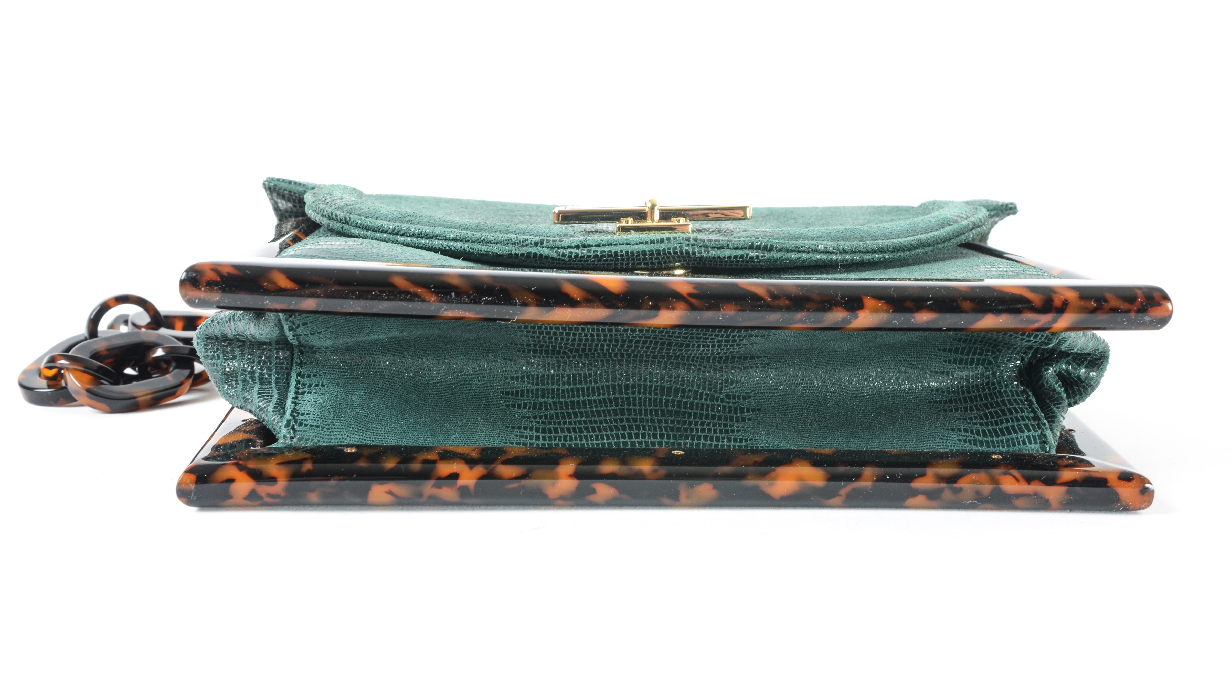 Tory Burch Lizard-Embossed Small Resin Frame Bag