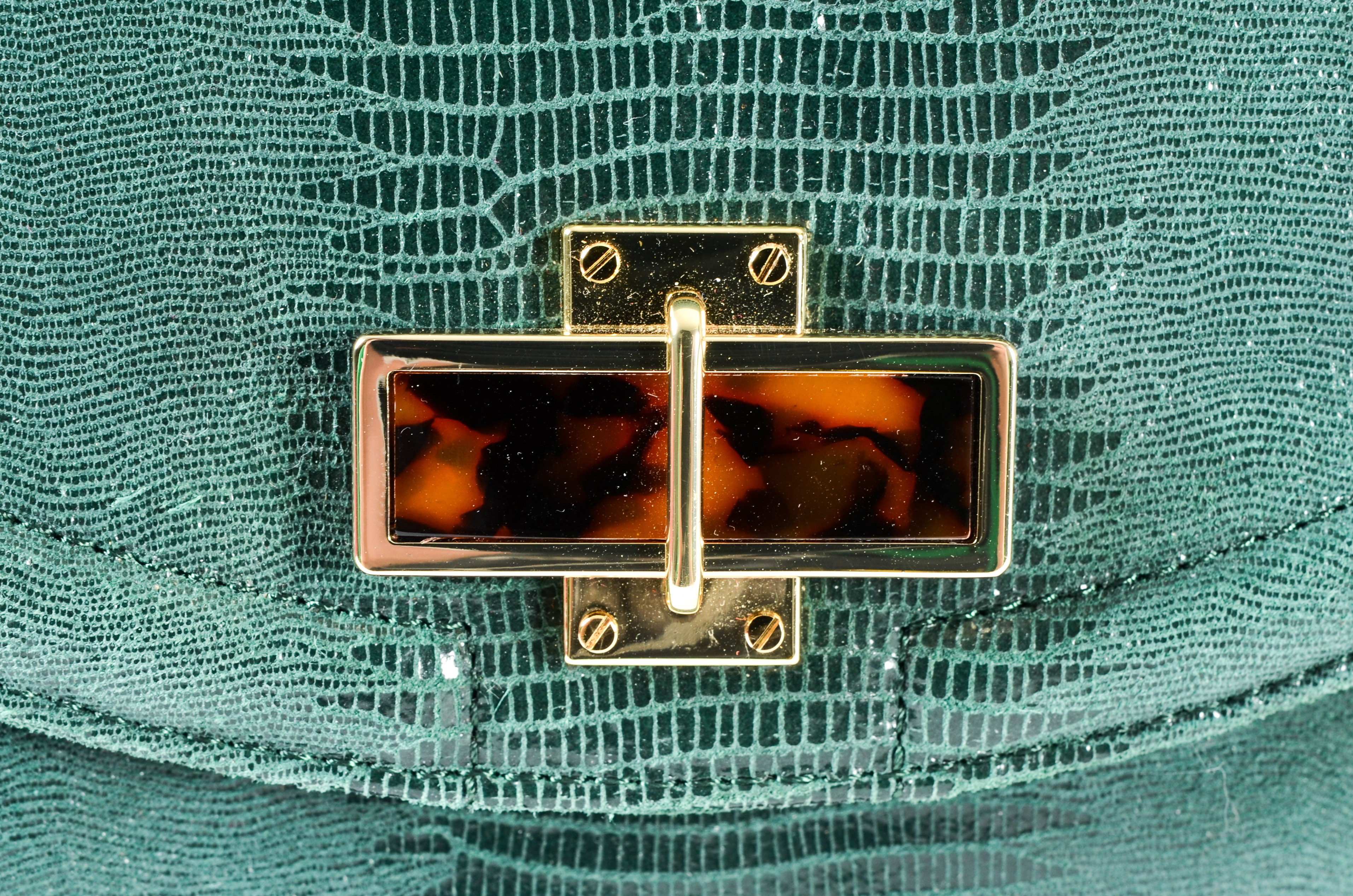 Tory Burch Lizard-Embossed Small Resin Frame Bag