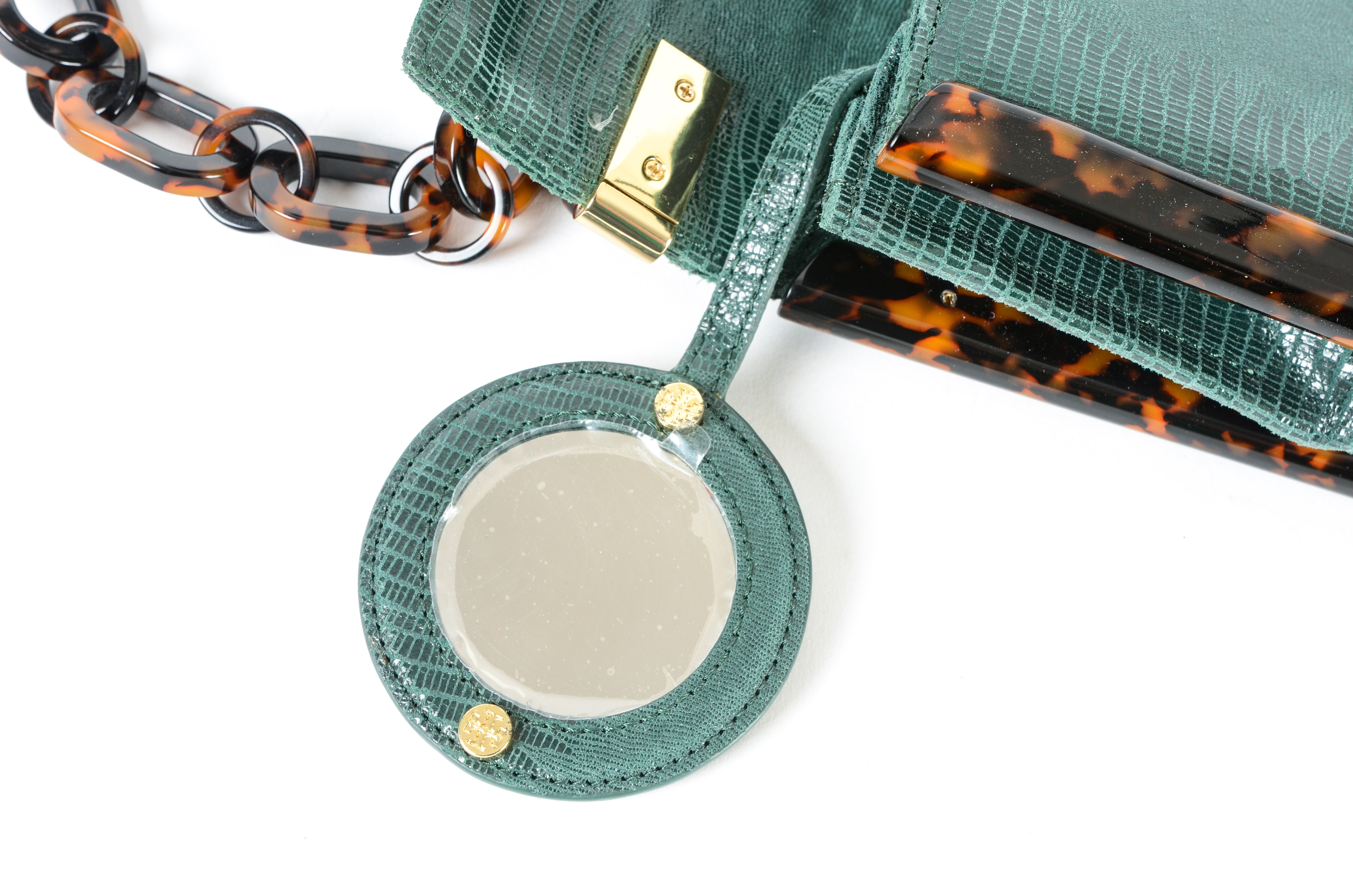 Tory Burch Lizard-Embossed Small Resin Frame Bag