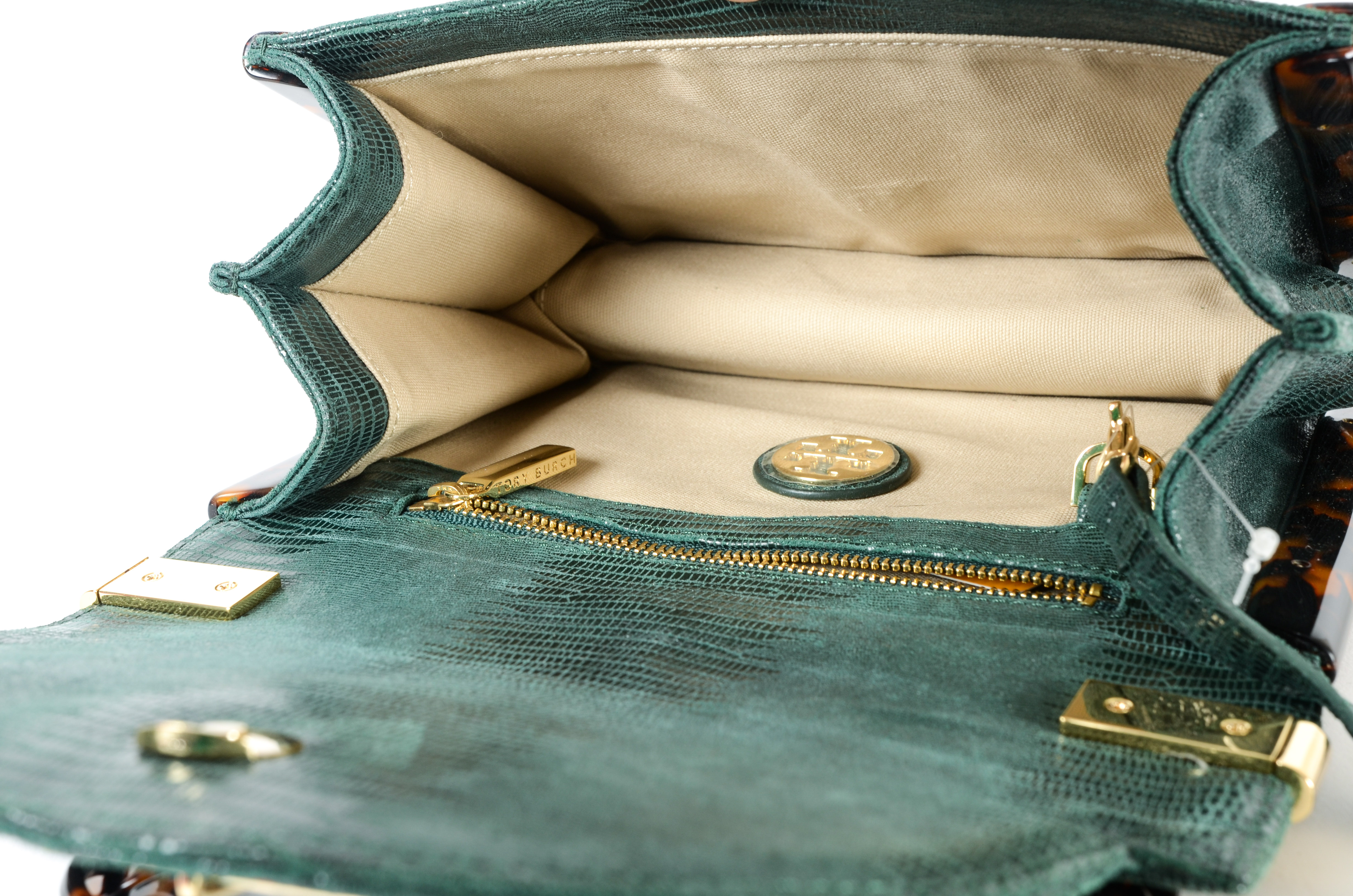 Tory Burch Lizard-Embossed Small Resin Frame Bag