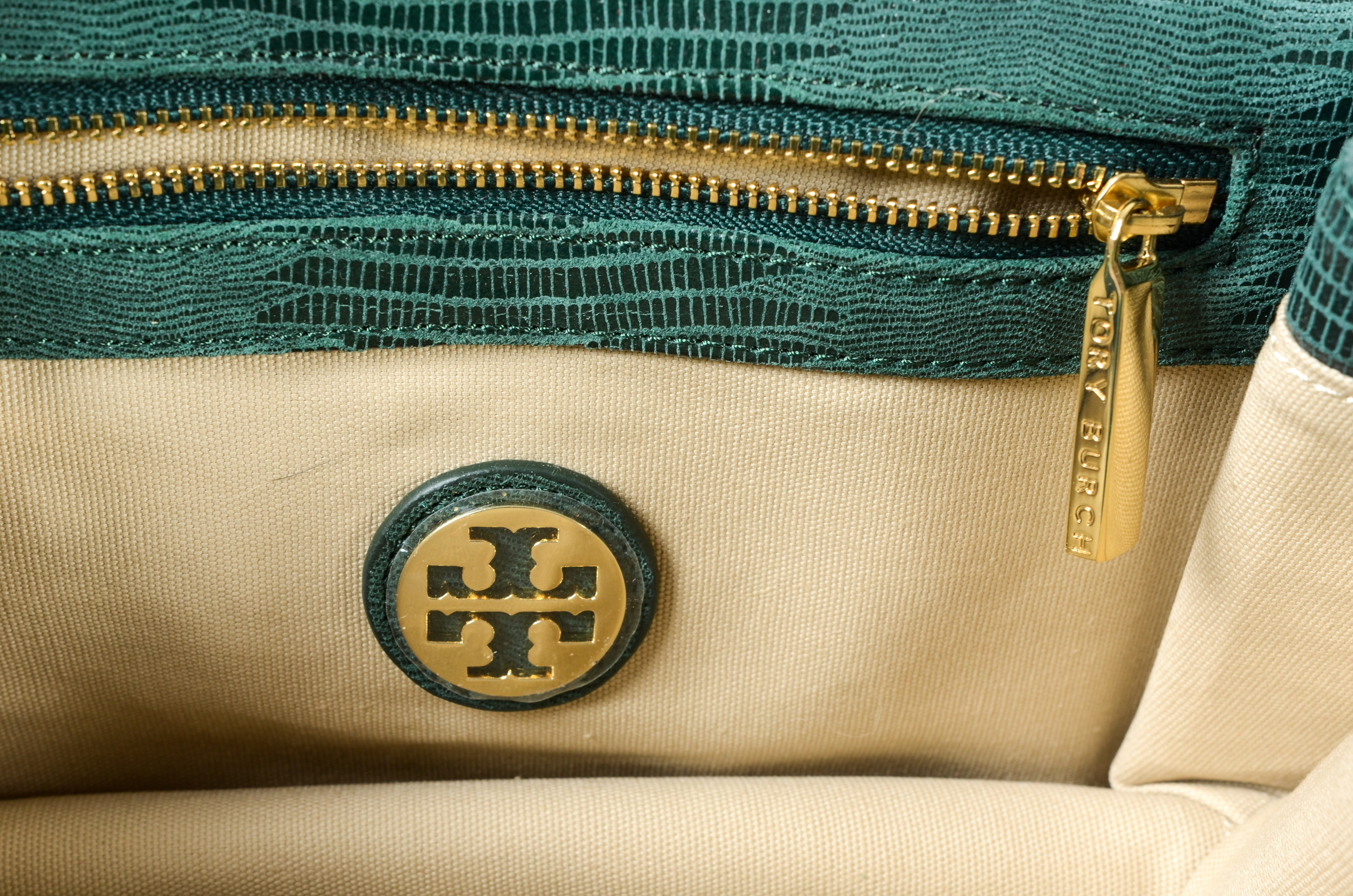 Tory Burch Lizard-Embossed Small Resin Frame Bag