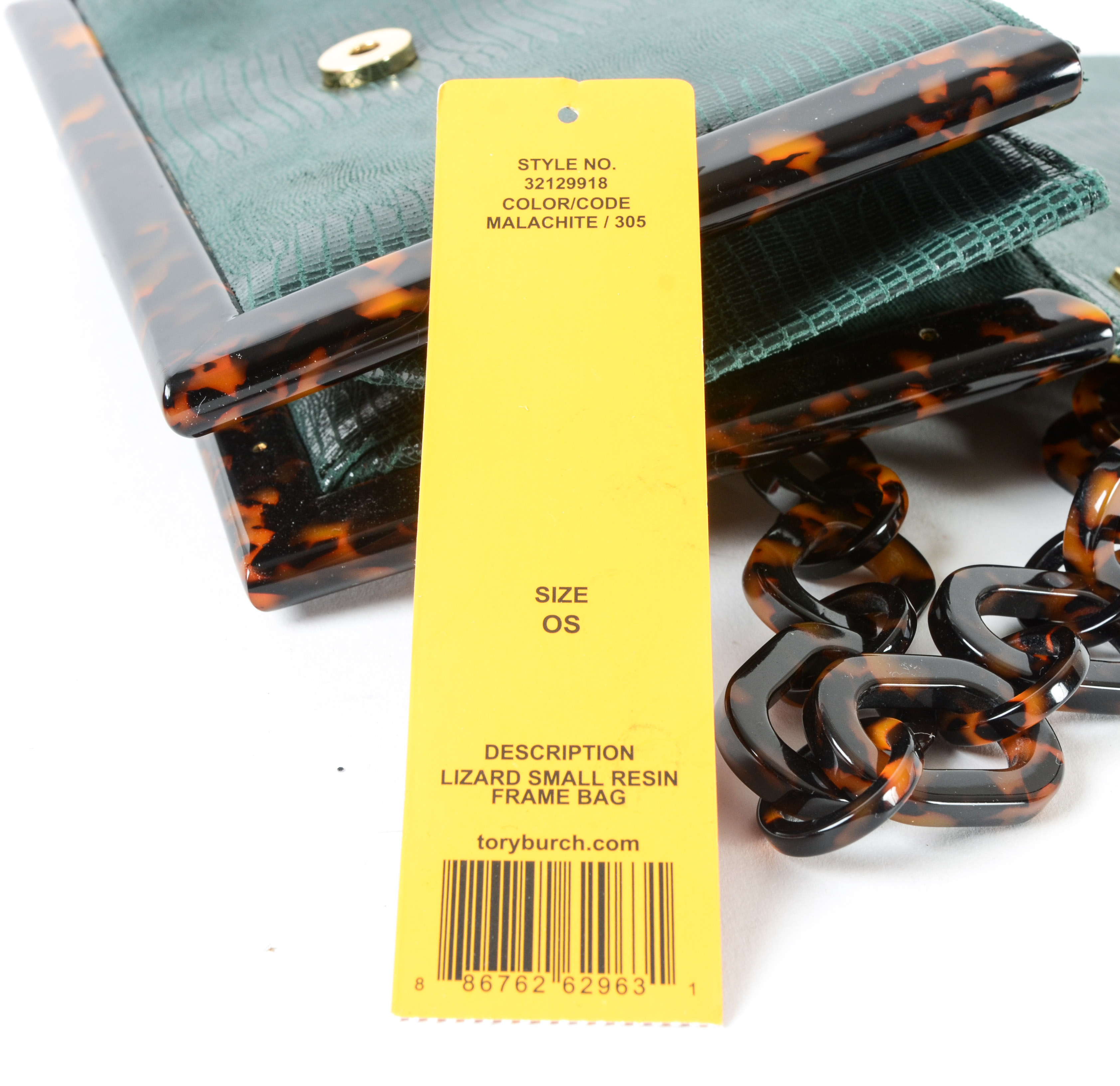 Tory Burch Lizard-Embossed Small Resin Frame Bag