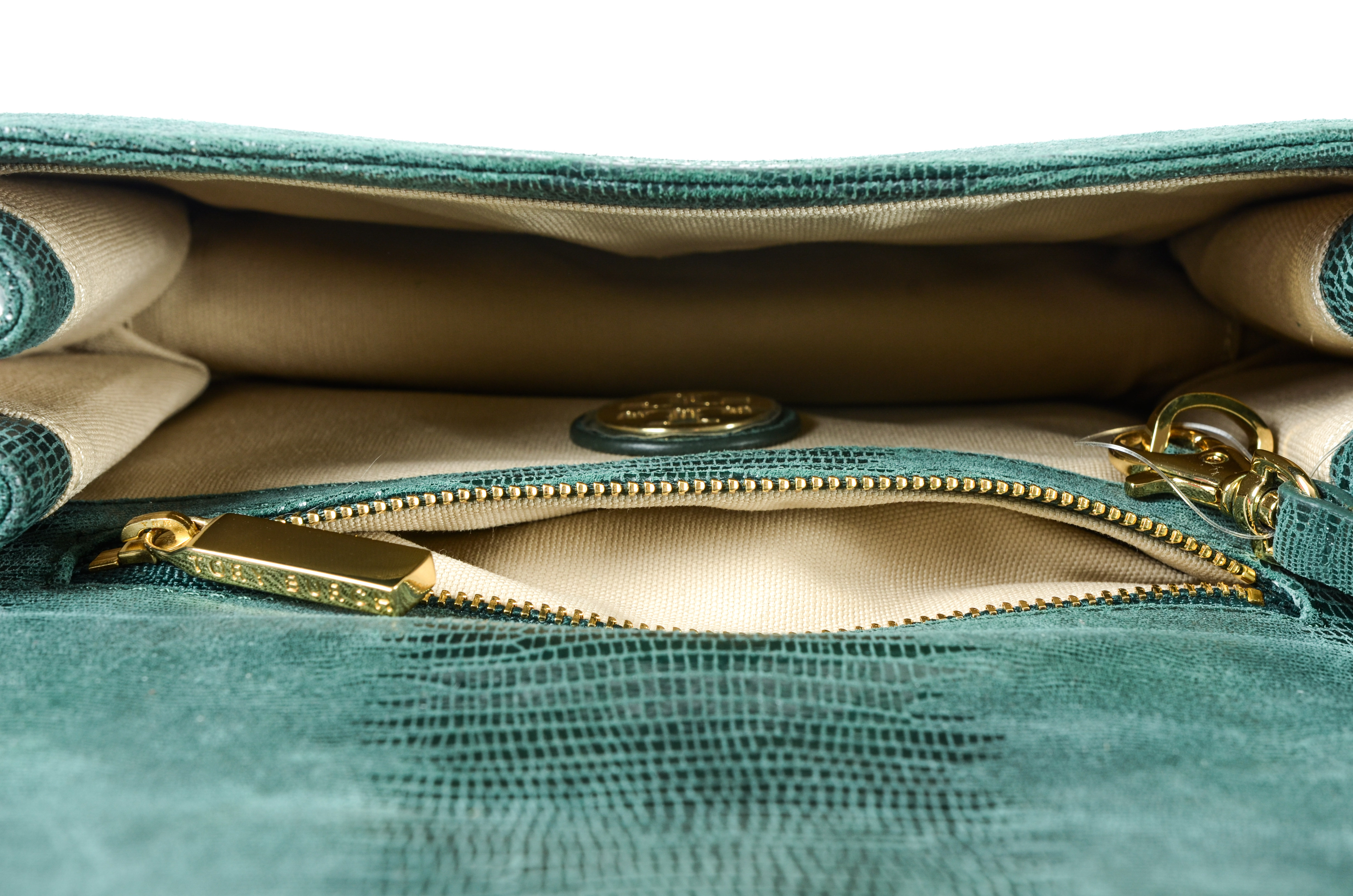 Tory Burch Lizard-Embossed Small Resin Frame Bag