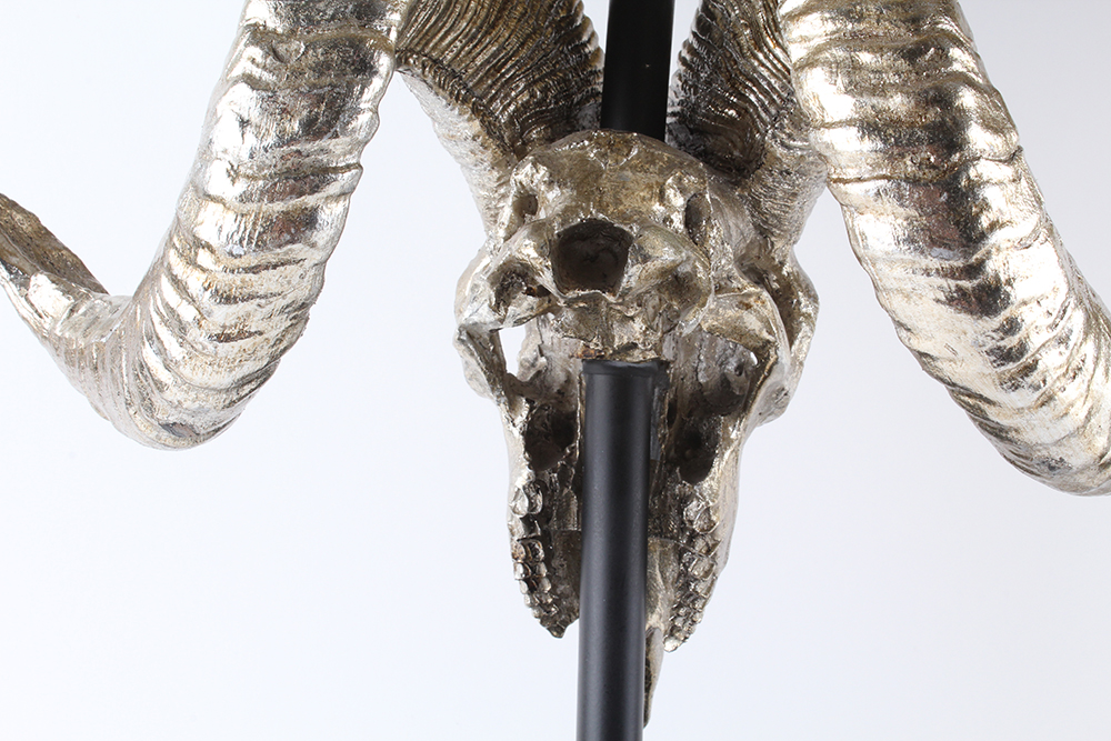 Ram Skull Sculpture Table Lamp Pair