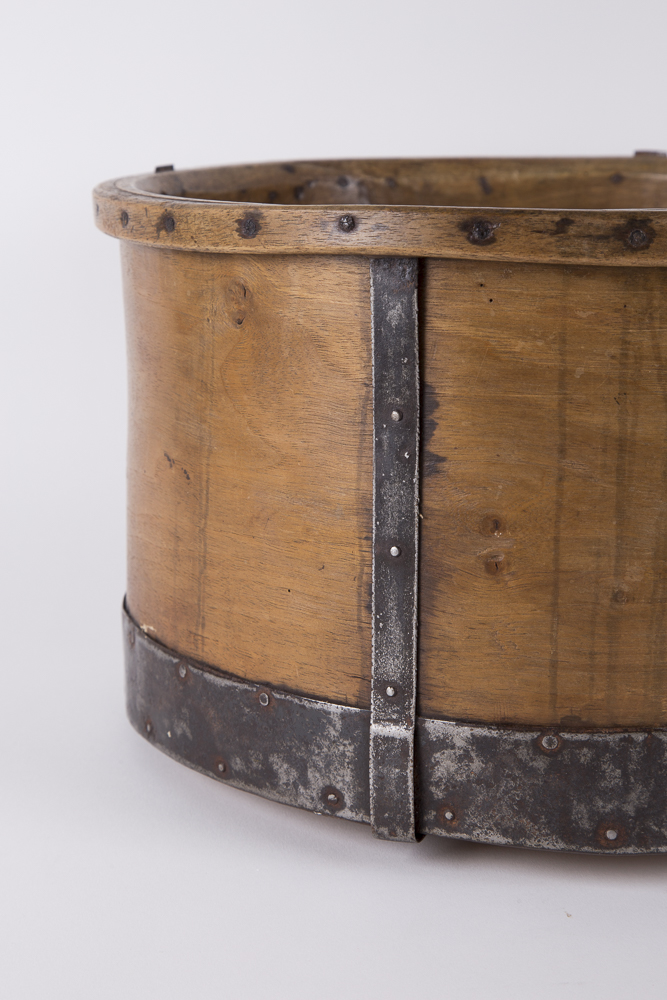 Wood and Metal Round Container