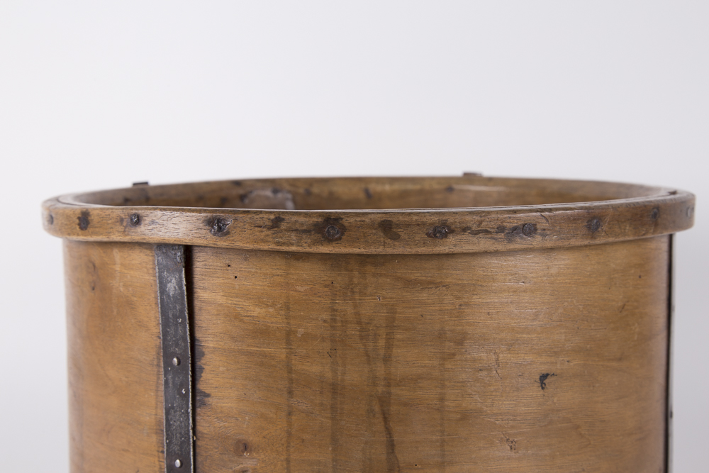 Wood and Metal Round Container