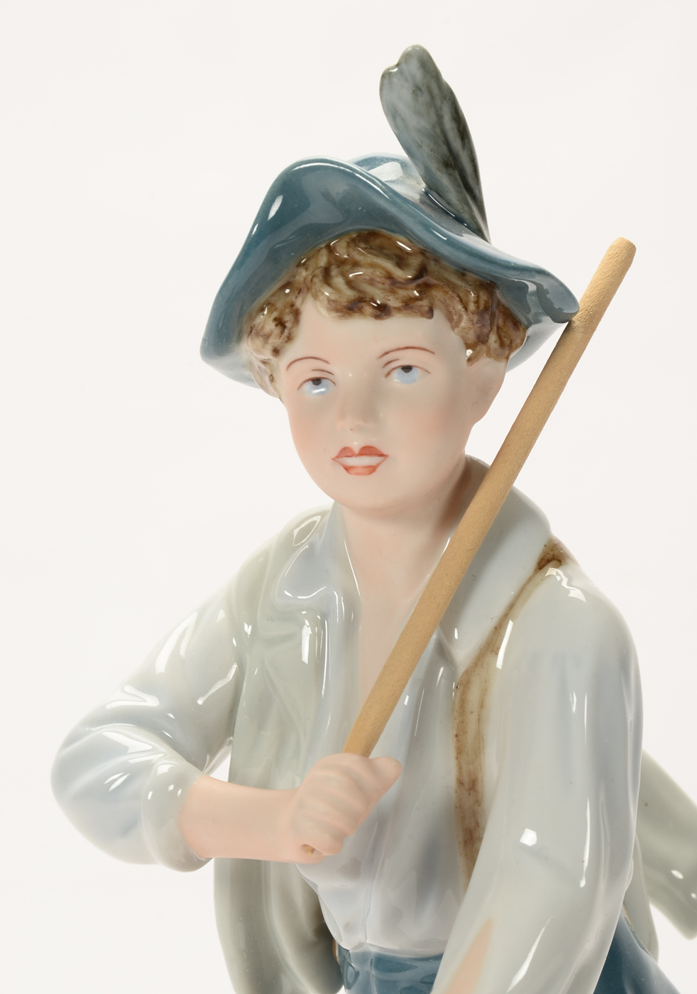 Contemporary Royal Dux Boy and Dog Figurine
