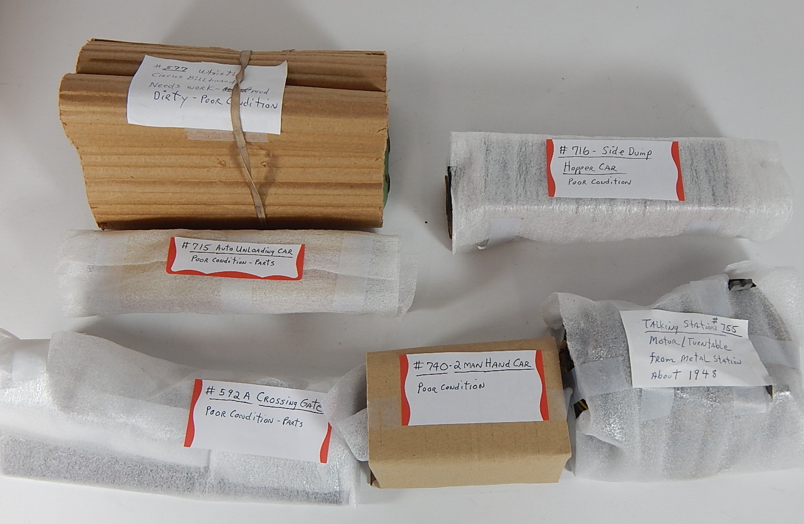 American Flyer S-Gauge Trains for Parts - #740, #755, #716, #592A, #715, #577