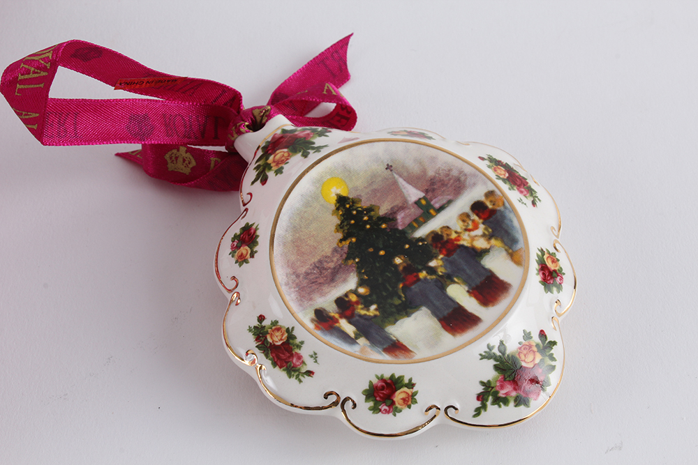 Royal Albert Hand-painted "Old Country Roses, Christmas Tree" Ornaments