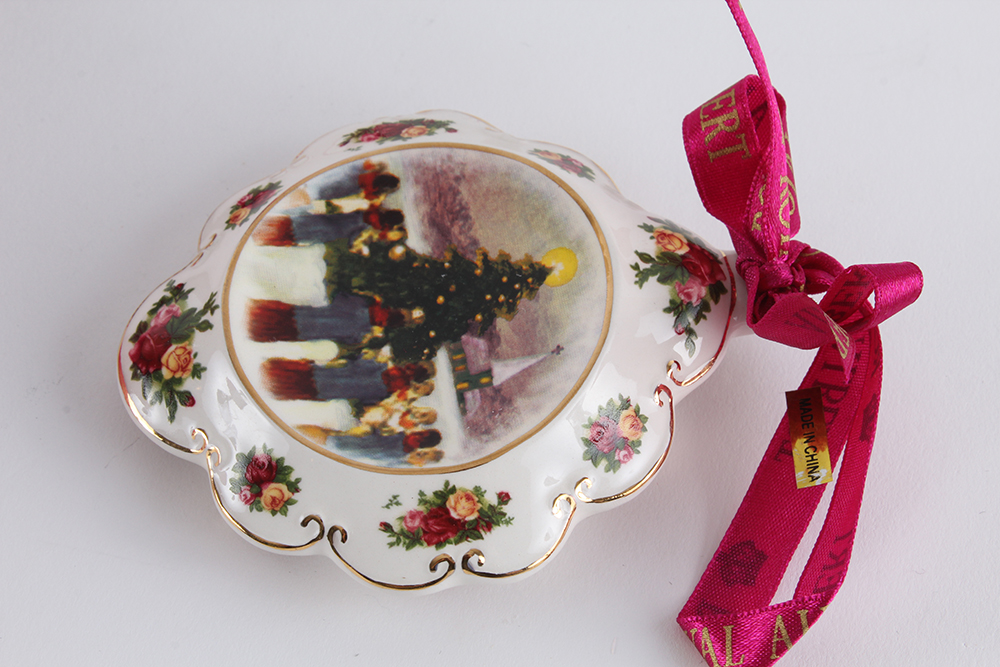 Royal Albert Hand-painted "Old Country Roses, Christmas Tree" Ornaments