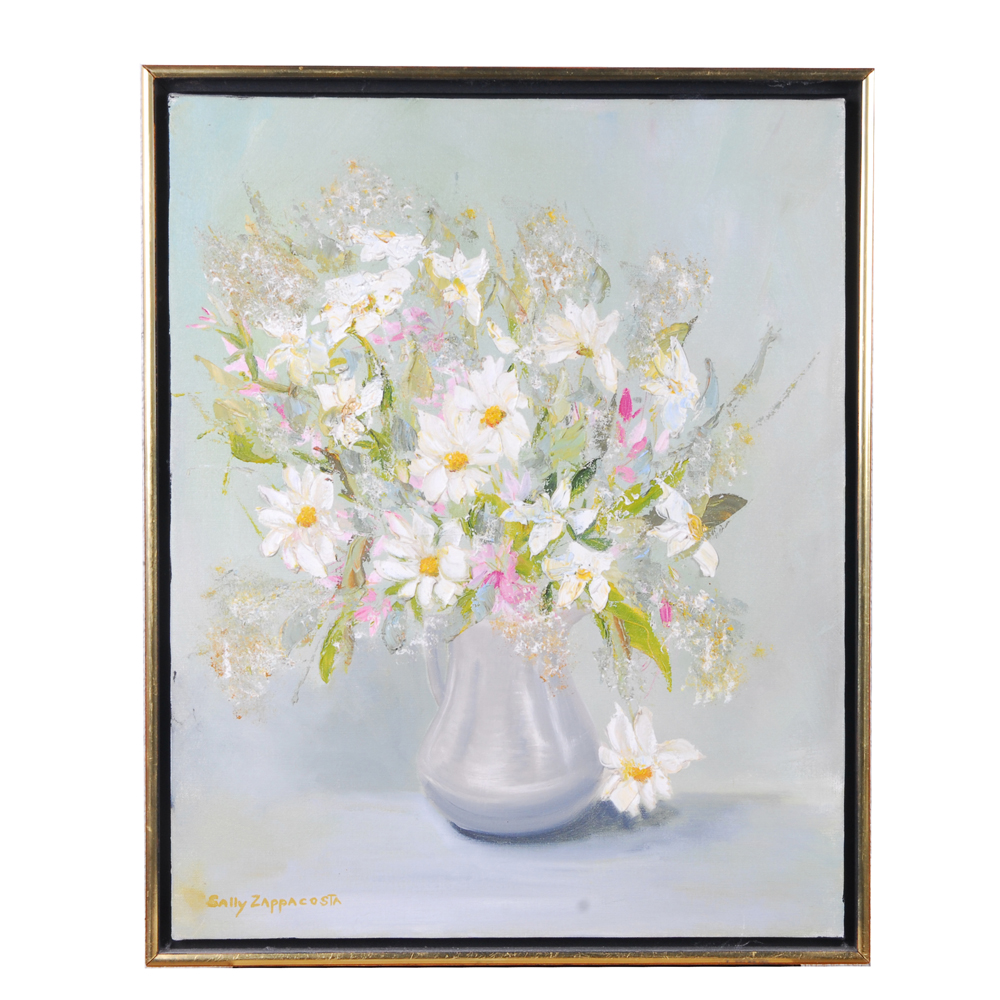 Oil on Canvas Painting of Daisy Still Life by Sally Zappacosta