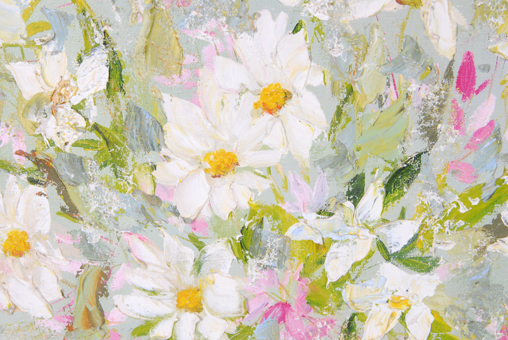Oil on Canvas Painting of Daisy Still Life by Sally Zappacosta