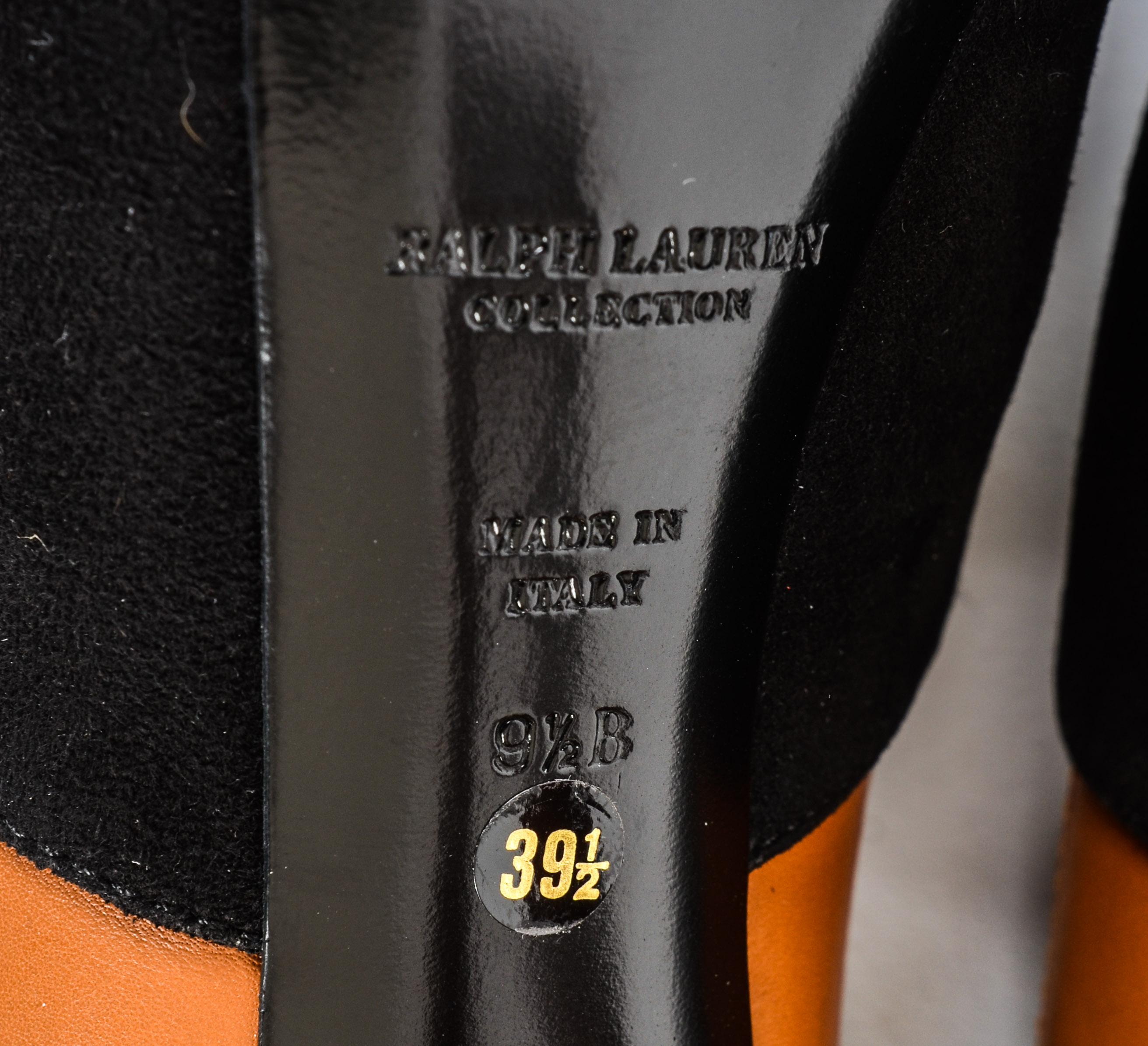 Ralph Lauren Collection Black Suede Stiletto Peep-Toe Shoes