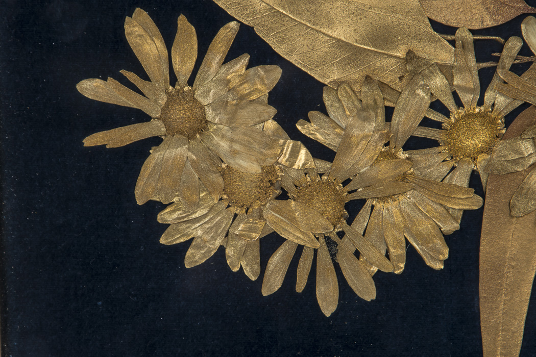 Otilia Originals Gold Tone Dried and Pressed Flowers In Frame