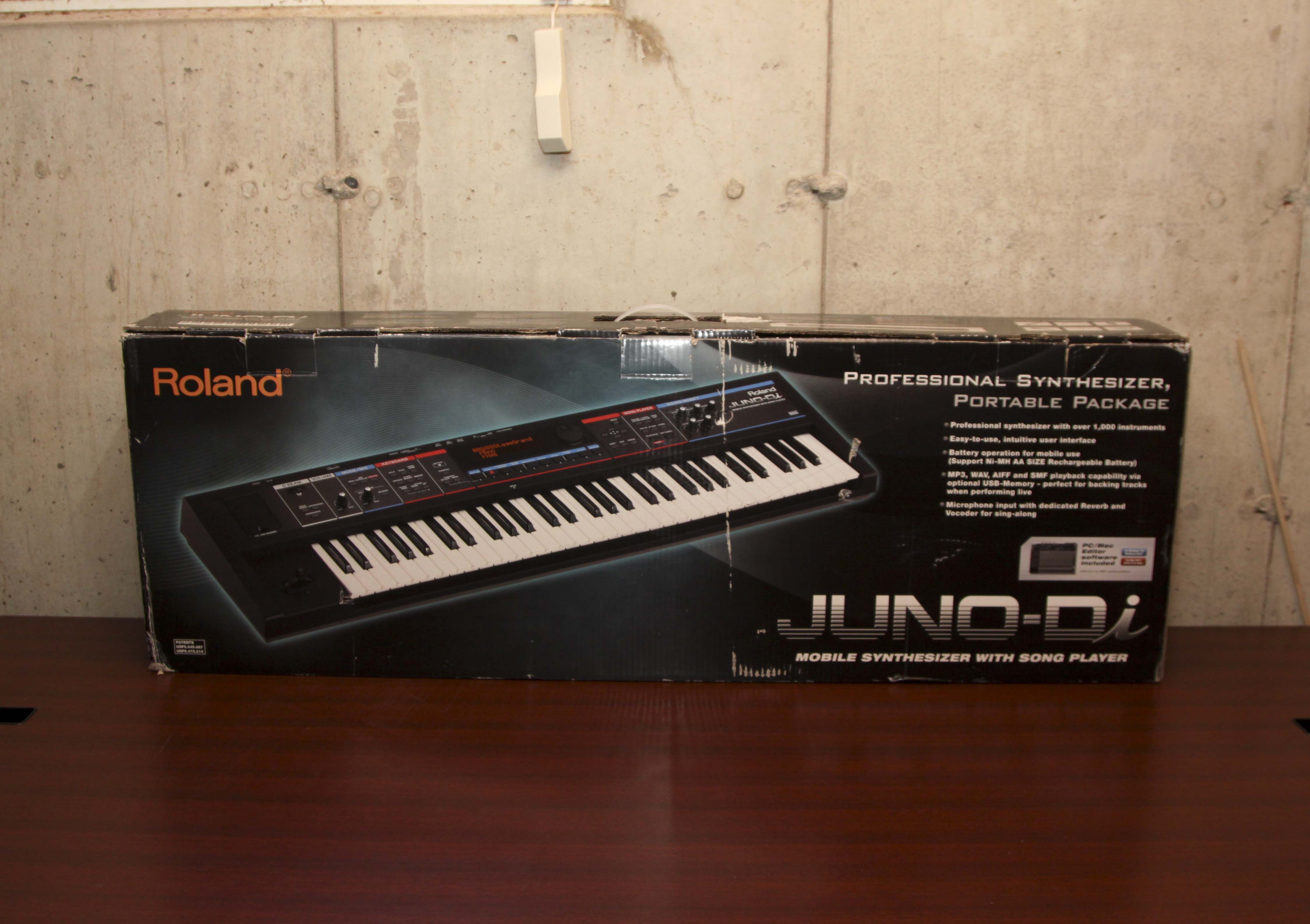 Fender Squire Mini Electric Guitar, Roland Synth, Hohner Melodica