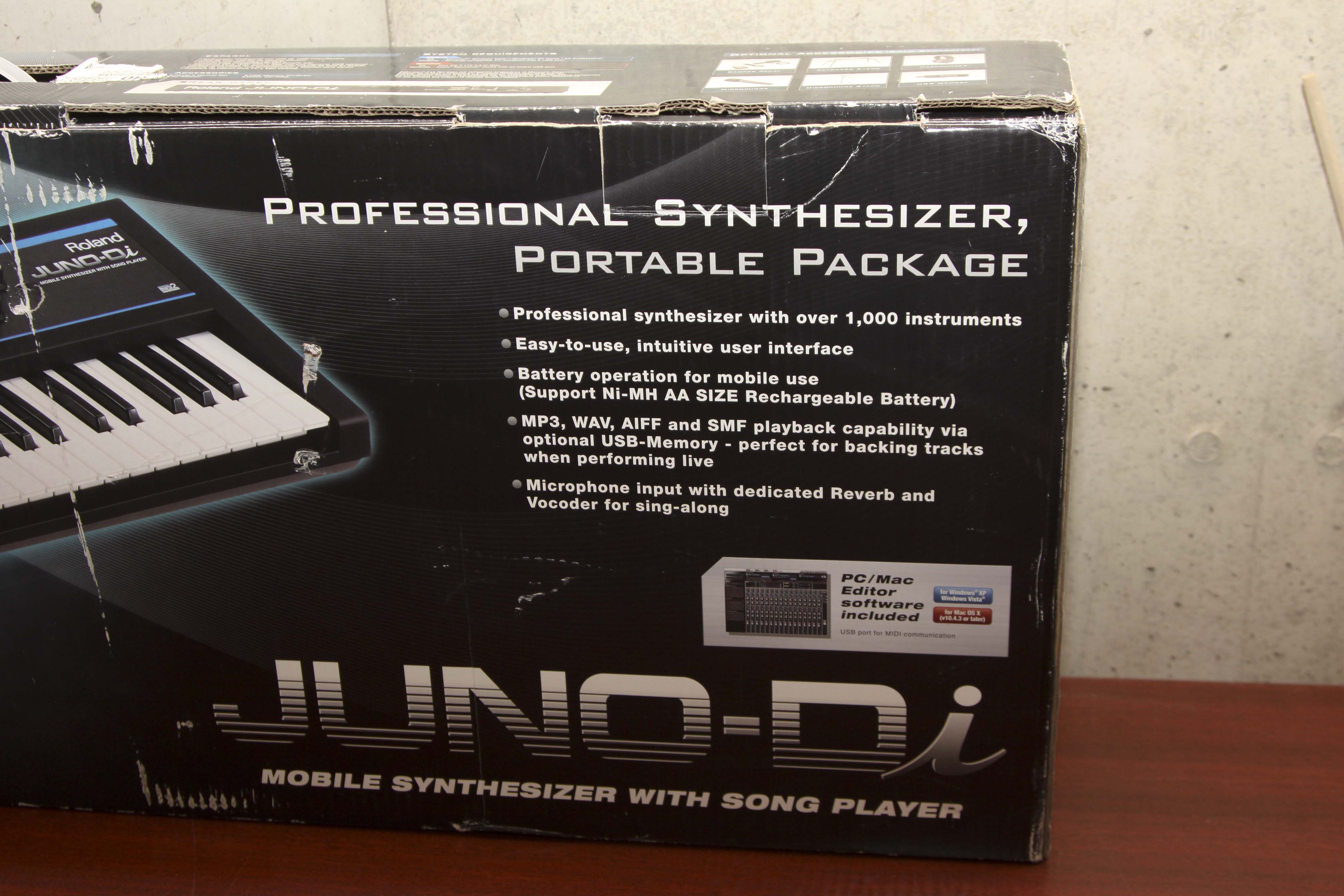 Fender Squire Mini Electric Guitar, Roland Synth, Hohner Melodica