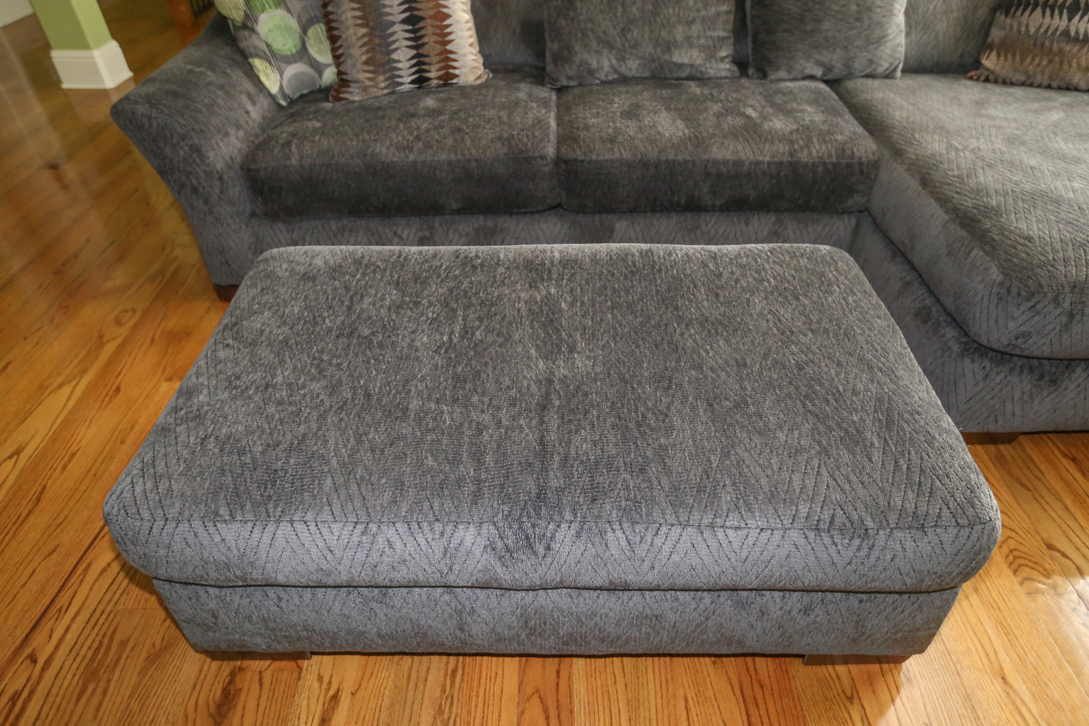 Bluish-Gray Sectional Sofa and Ottoman by Kroehler