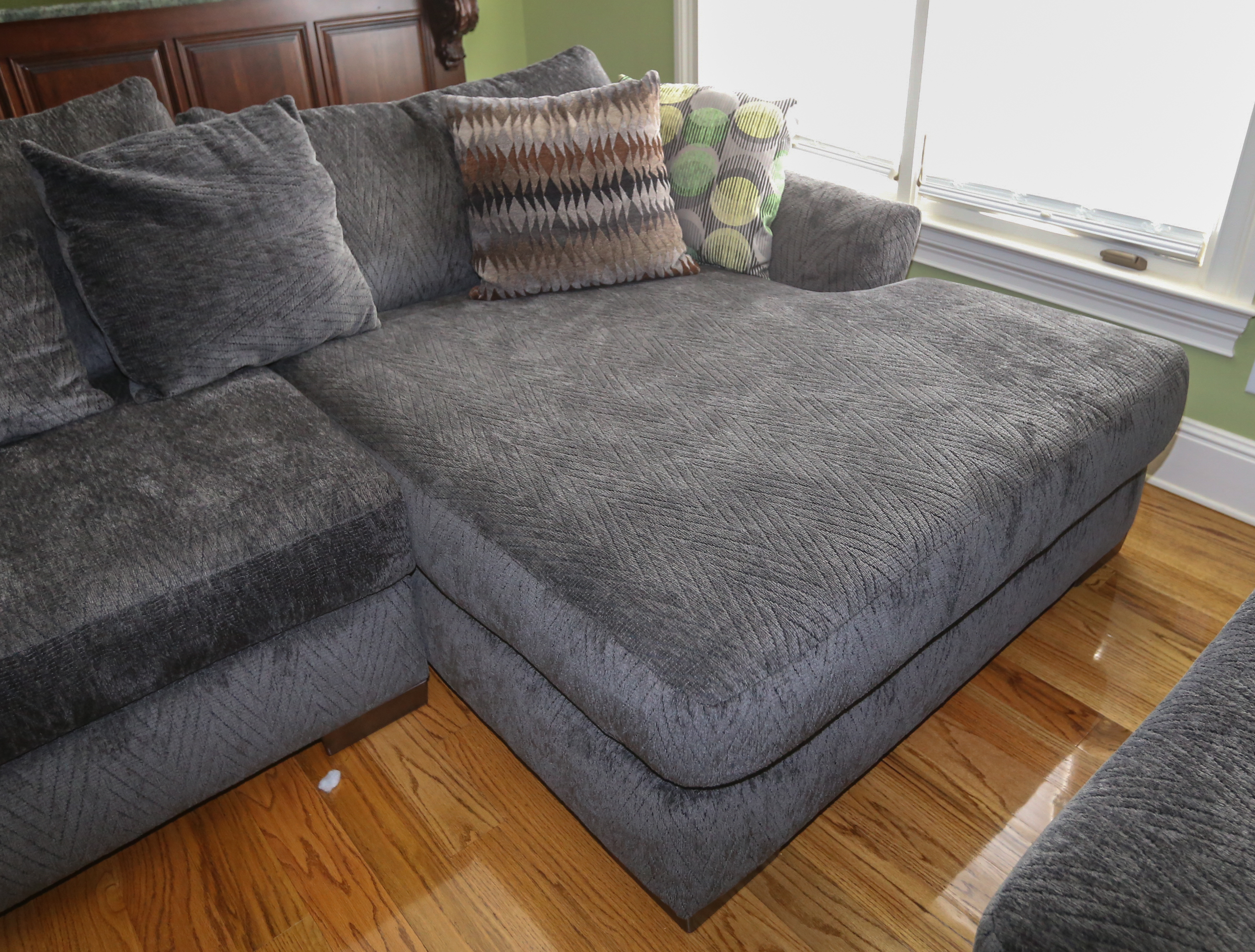 Bluish-Gray Sectional Sofa and Ottoman by Kroehler