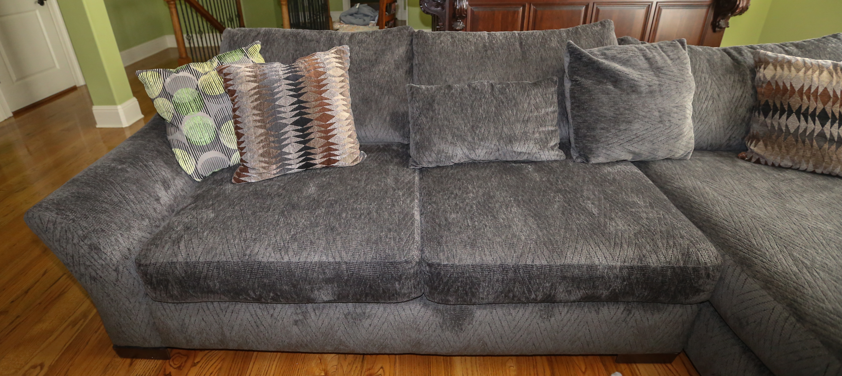 Bluish-Gray Sectional Sofa and Ottoman by Kroehler