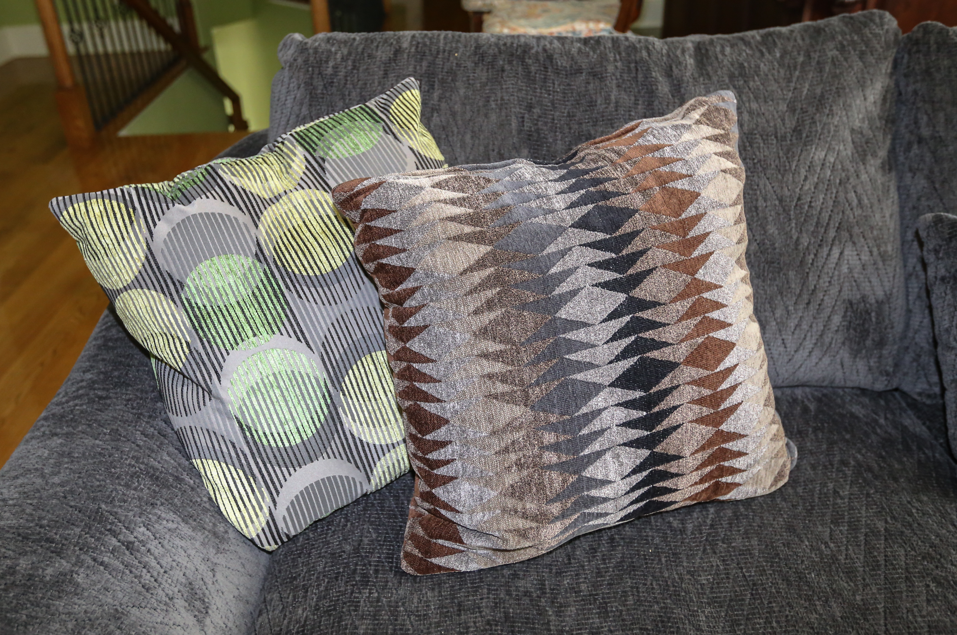 Bluish-Gray Sectional Sofa and Ottoman by Kroehler