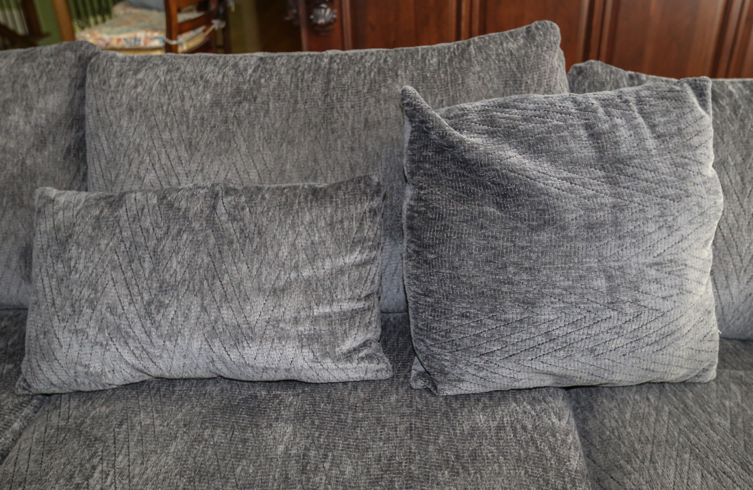 Bluish-Gray Sectional Sofa and Ottoman by Kroehler